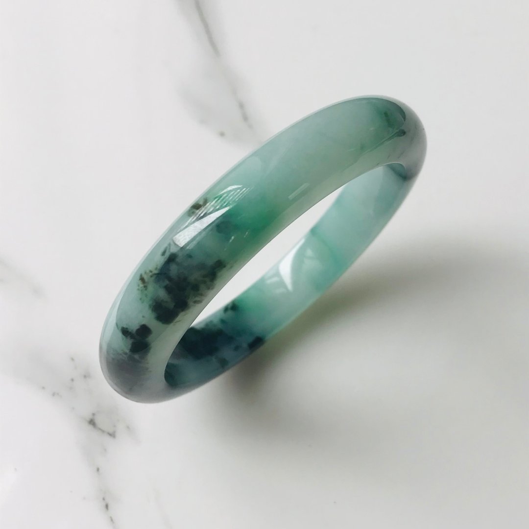 翡翠 手镯 天然石  稀有 缅甸产 57.0mm 天然硬玉 - 手链/手环 - 玉石 绿色