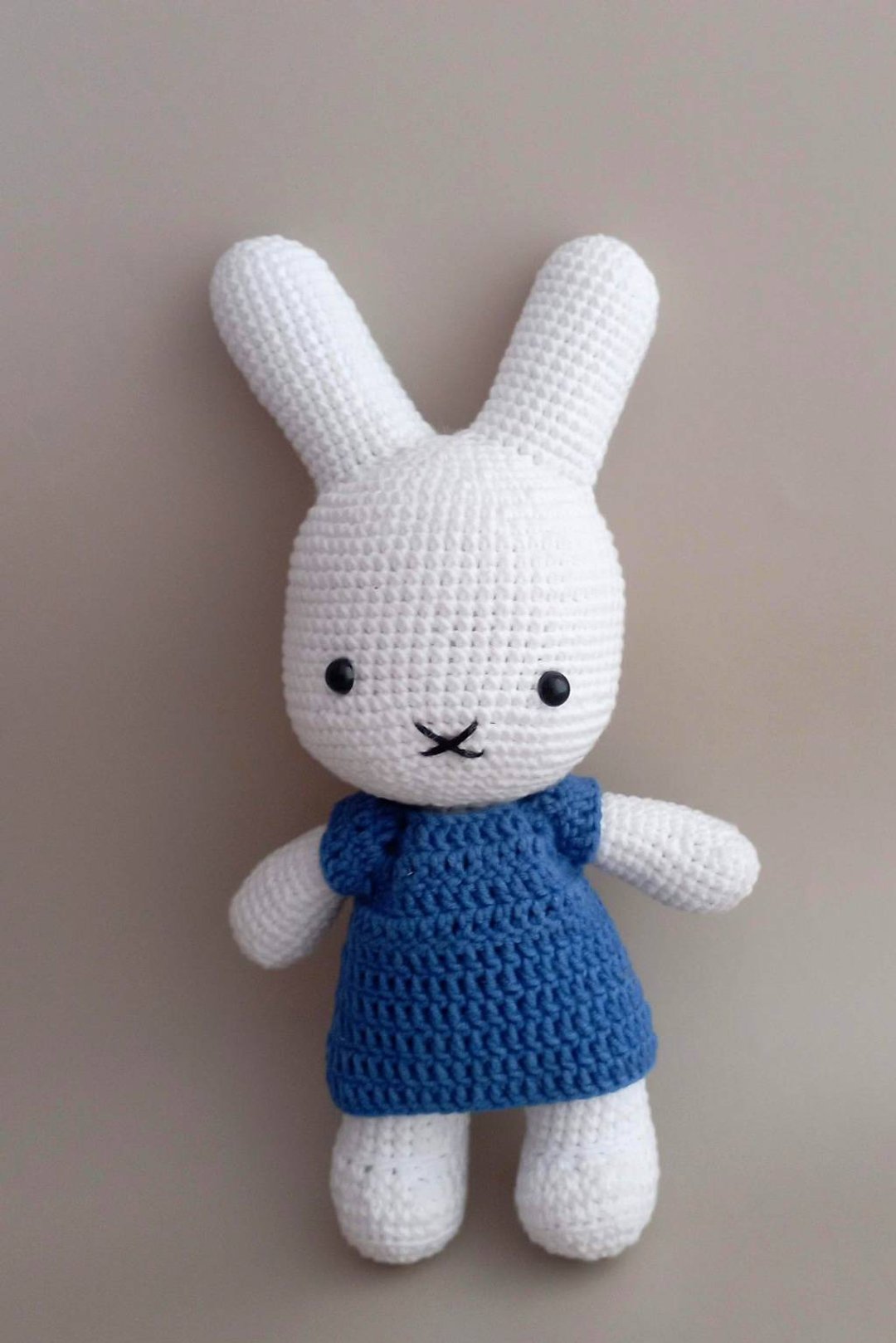 Miffy handmade and her blue dress - 玩具/玩偶 - 棉．麻 白色