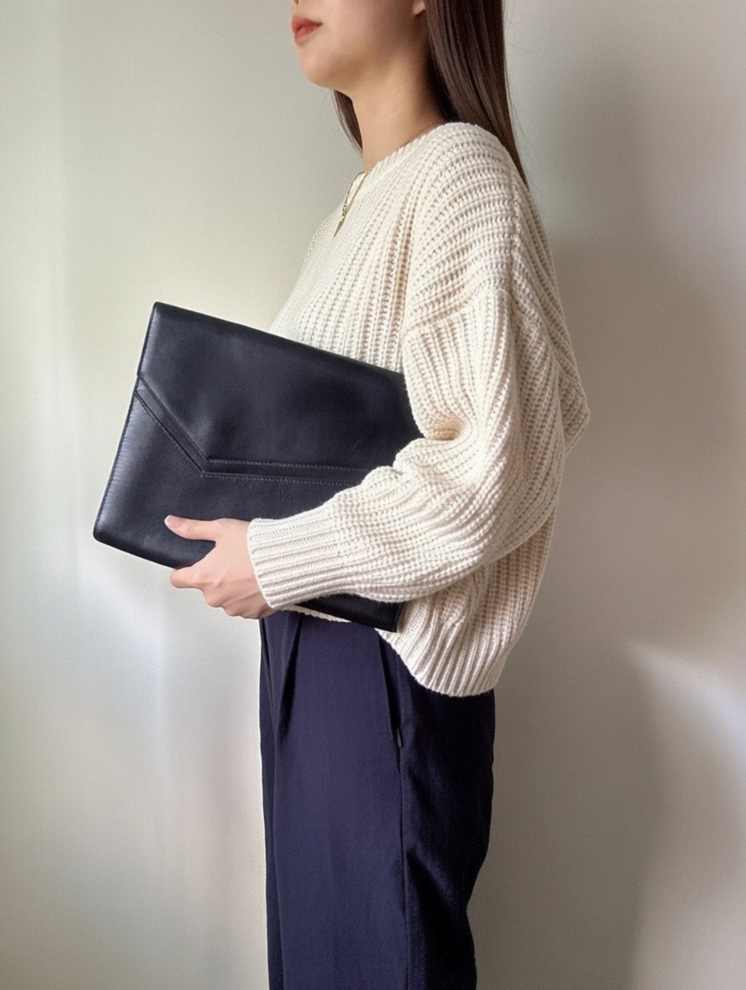 中古正品 Delvaux 德尔沃 真皮信封手拿包肩背包两用 比利时制 - 侧背包/斜挎包 - 真皮 