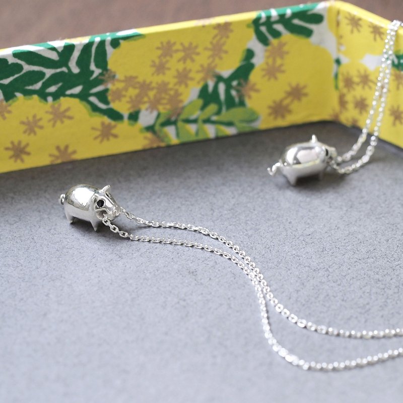 （可加吊饰）小猪项链 925银 - 项链 - 其他金属 多色