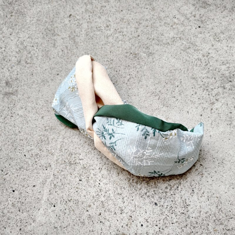 小牛村 弹性发带 气质清新 湖水蓝 / 松湖青花 - 发饰 - 棉．麻 蓝色