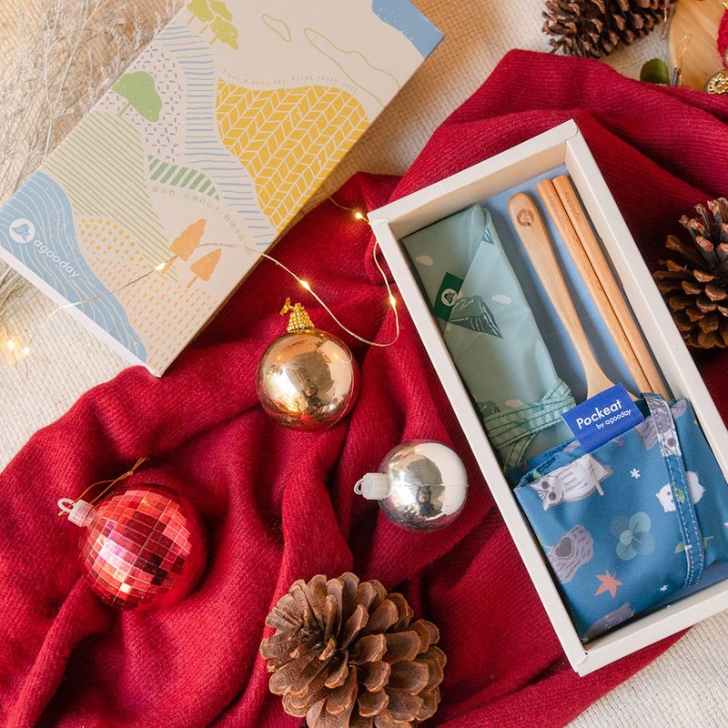 减塑新生活礼盒组-领角鸮玉山款 - 便当盒/饭盒 - 塑料 蓝色