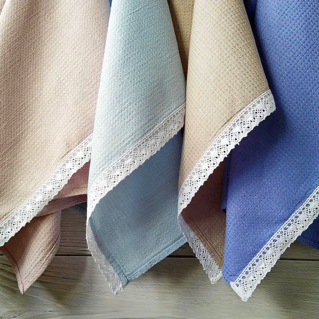 Tea towel 4 pack, Kitchen waffle towels, Linen towel gift, Organic towel set, 茶巾 - 毛巾浴巾 - 亚麻 蓝色