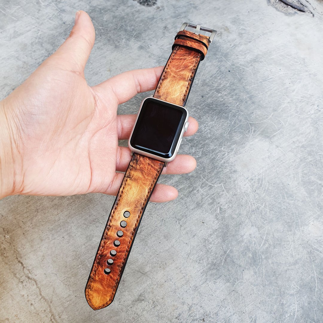 Vintage Apple Watch Band手工系列5系列4系列3系列2系列1 - 表带 - 真皮 咖啡色