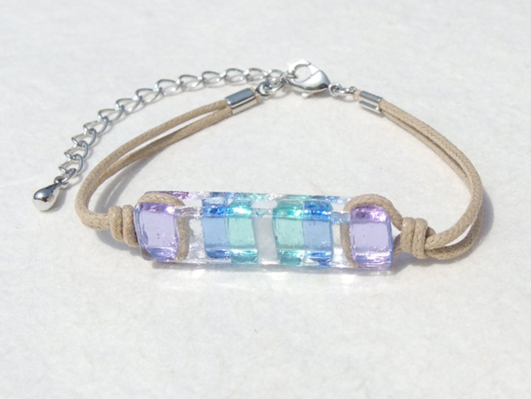 Fragrant glass (Kaoru [lavender]) bracelet / anklet [length, metal-free choice] [made-to-order] - 手链/手环 - 玻璃 紫色