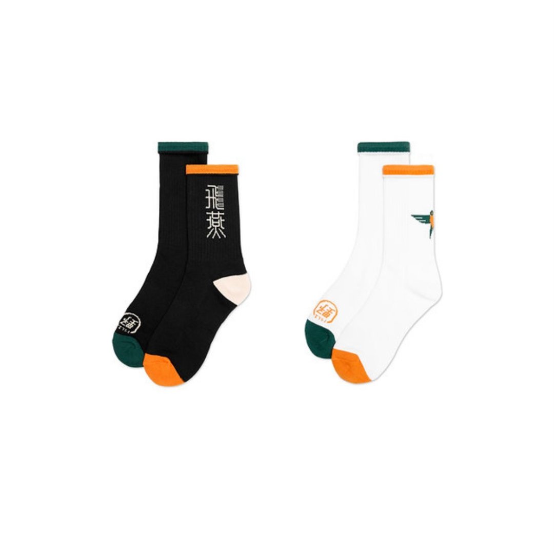ISLA x STUFF: The Flying Feather Crew Socks - 2 Pairs - 袜子 - 棉 
