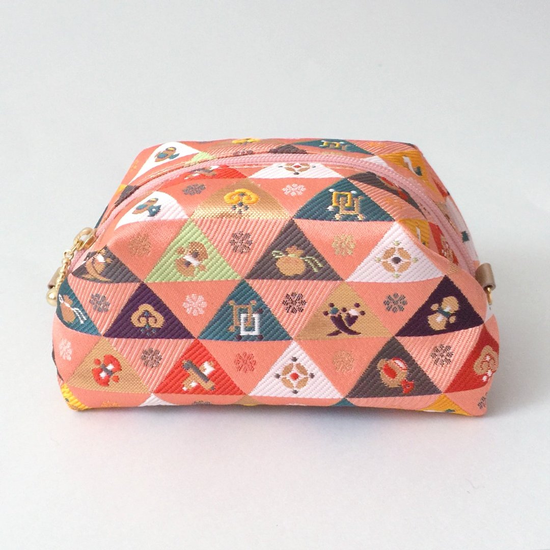 Pouch with Japanese Traditional Pattern, Kimono (Medium) "Brocade" - 化妆包/杂物包 - 其他材质 粉红色