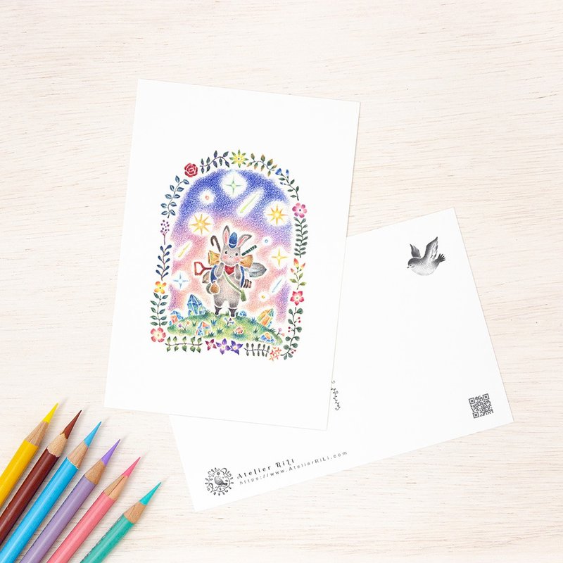 5枚セット。絵本のような。ポストカード "鉱石収集家" PC-210 - 卡片/明信片 - 纸 蓝色