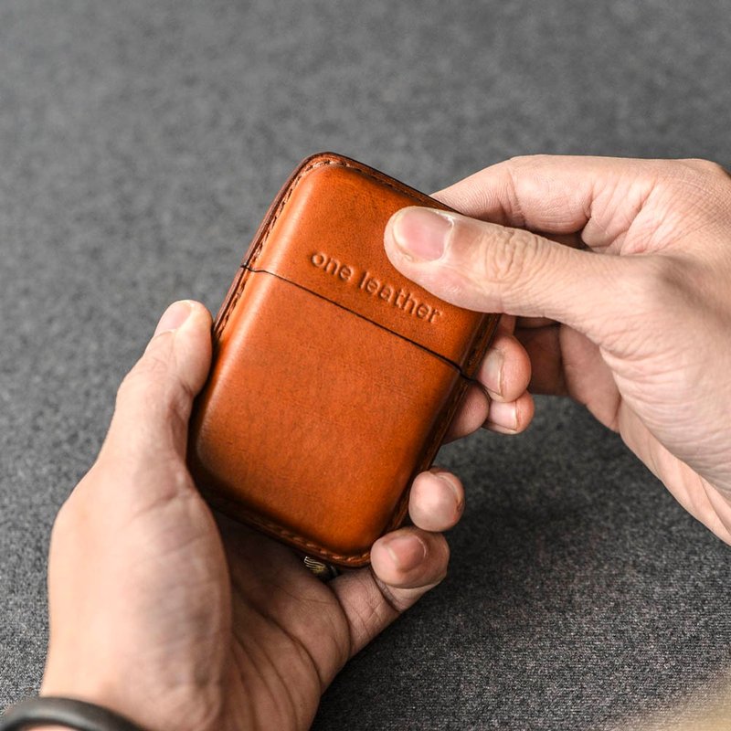 情人节礼盒 客制化礼物 一皮香烟盒11支装手工植鞣牛皮菸盒原创 - 收纳用品 - 真皮 咖啡色