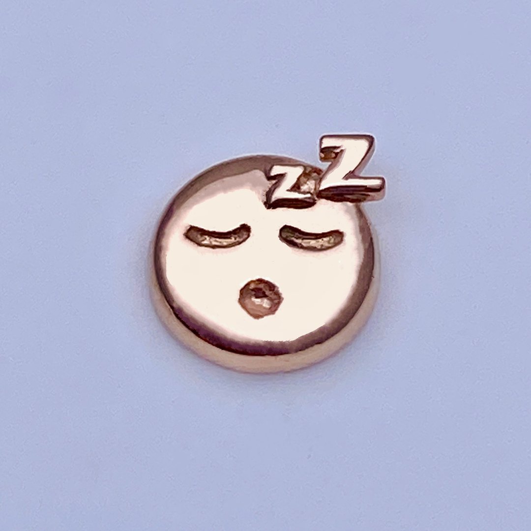 Jade-da-box 小盒子吊坠 - 18K玫瑰金困倦表情符号 - 项链 - 宝石 