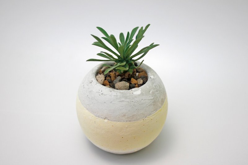 〖 秋鱼手作工坊 〗 水泥植栽×多肉植物 ＿星球 ░ 灰 黄 白 ░ - 植栽/盆栽 - 水泥 黄色