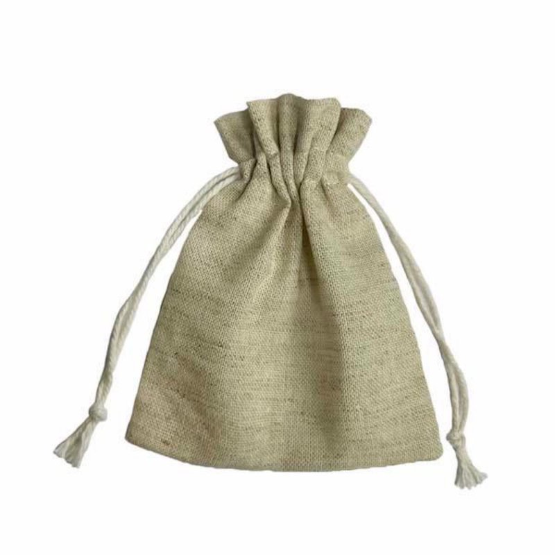 Linen Pouch L Hemp Drawstring L 5 piece set - 收纳用品 - 棉．麻 卡其色