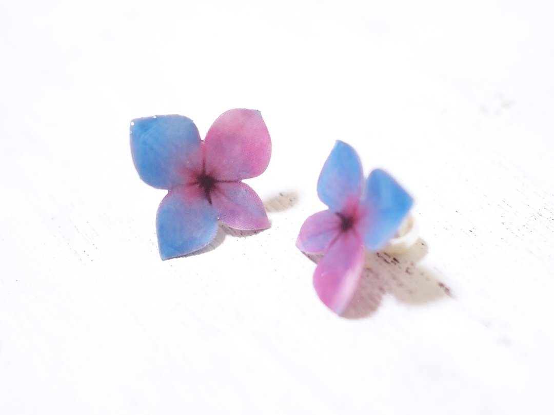 Hydrangea fragrant ear [1A-BV-1] - 耳环/耳夹 - 棉 紫色
