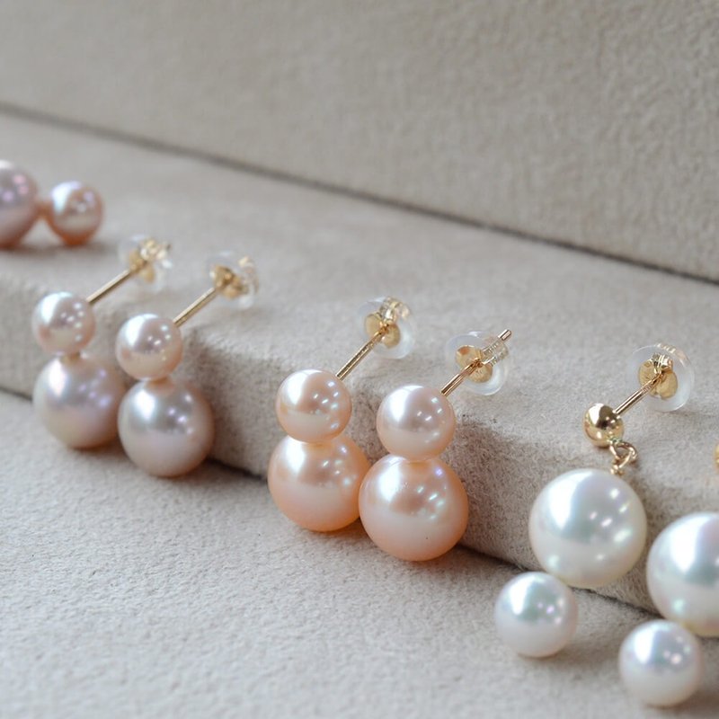 珍珠耳环 淡水池蝶贝珍珠 日本制 手工设计 - 耳环/耳夹 - 珍珠 