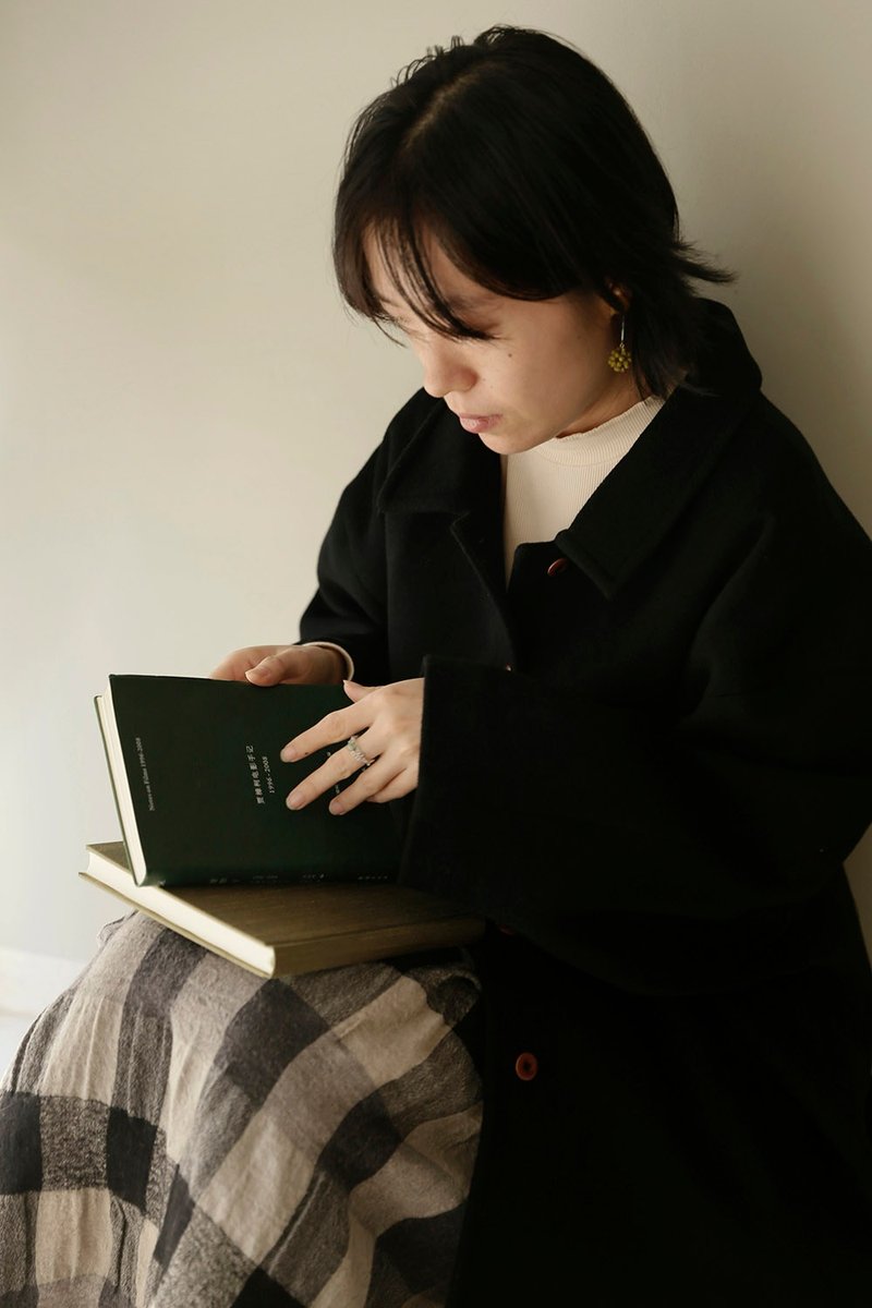 進口黑色雙面羊絨羊毛 小方領寬鬆廓形外套 - 女装西装外套/风衣 - 羊毛 黑色