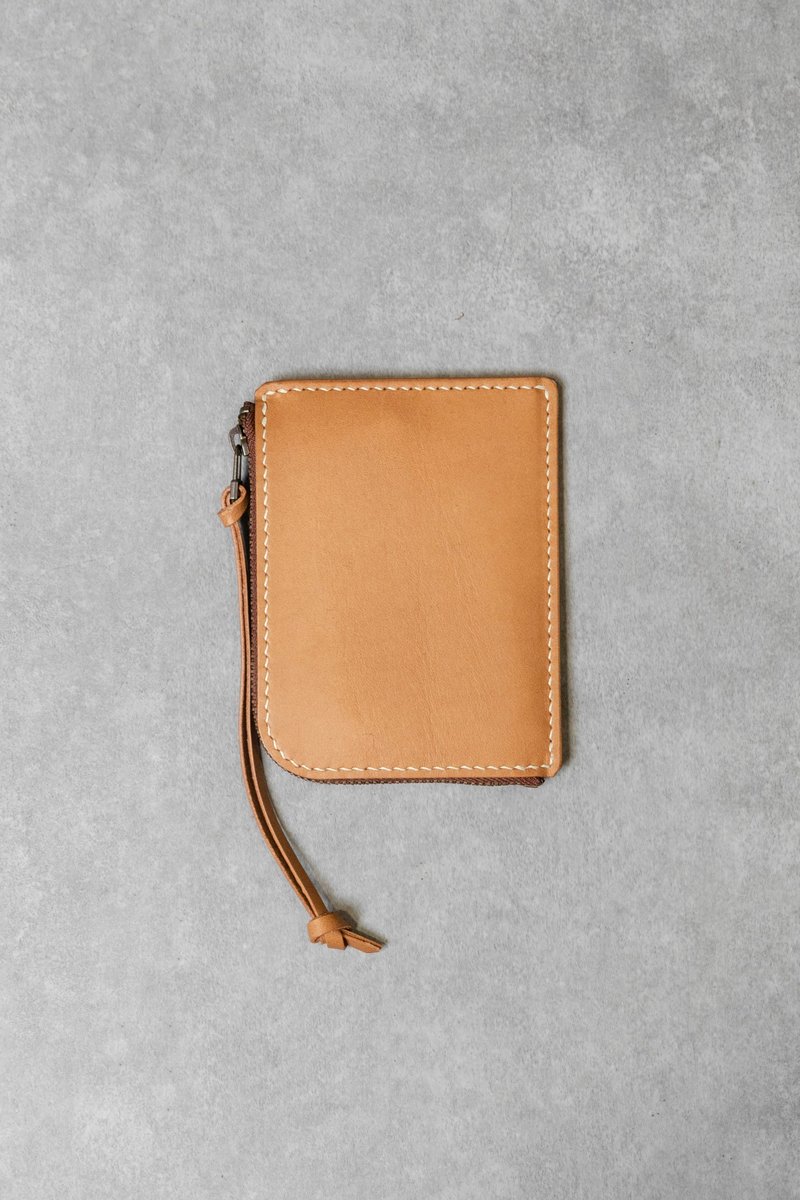 原色极简手工皮夹 - 皮夹/钱包 - 真皮 卡其色