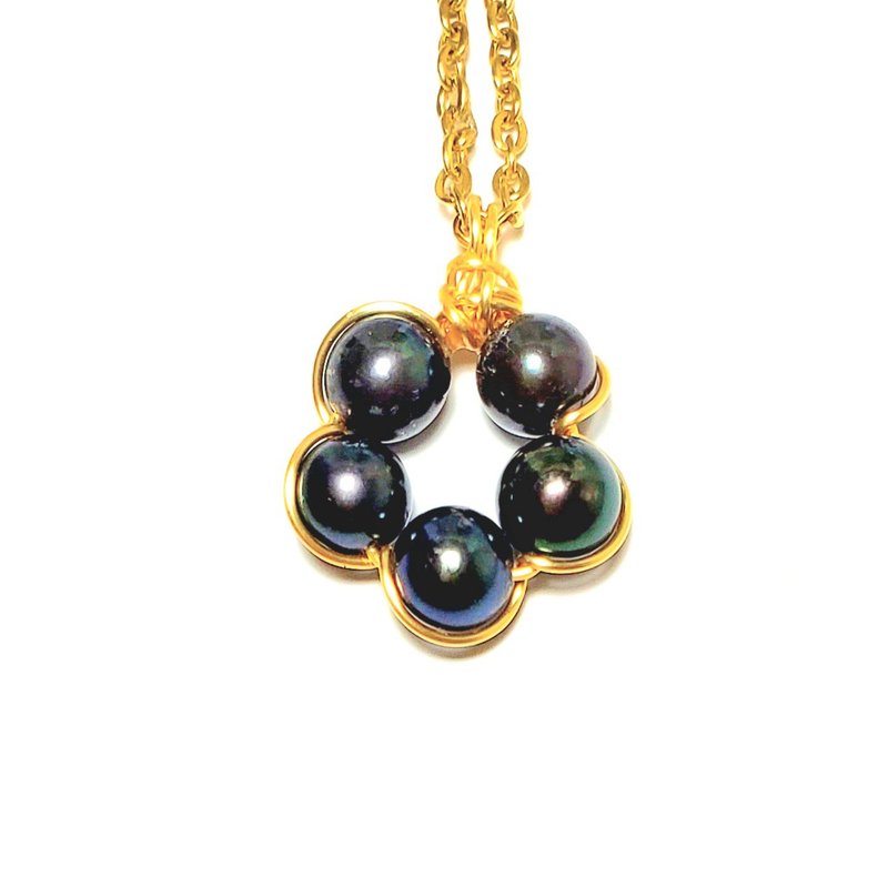 珍珠花形吊坠子项链 (附电子证书) - 项链 - 宝石 