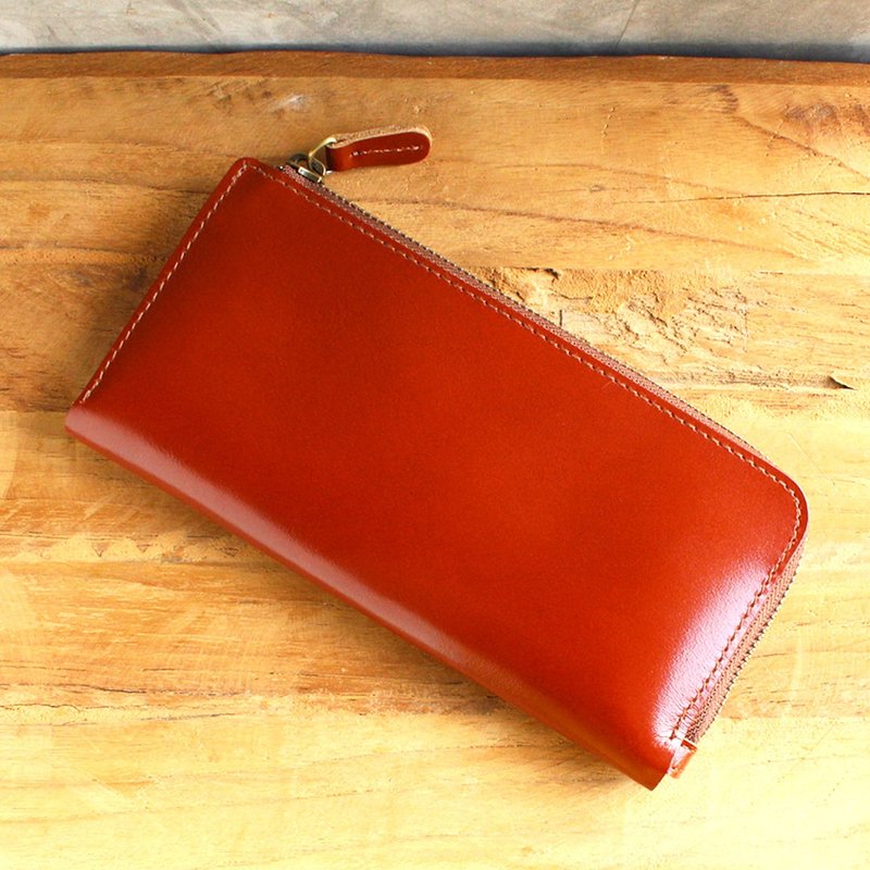 Leather Wallet - X1 - Tan (Genuine Cow Leather)/Mobile Phone Bag / Long Wallet - 皮夹/钱包 - 真皮 咖啡色