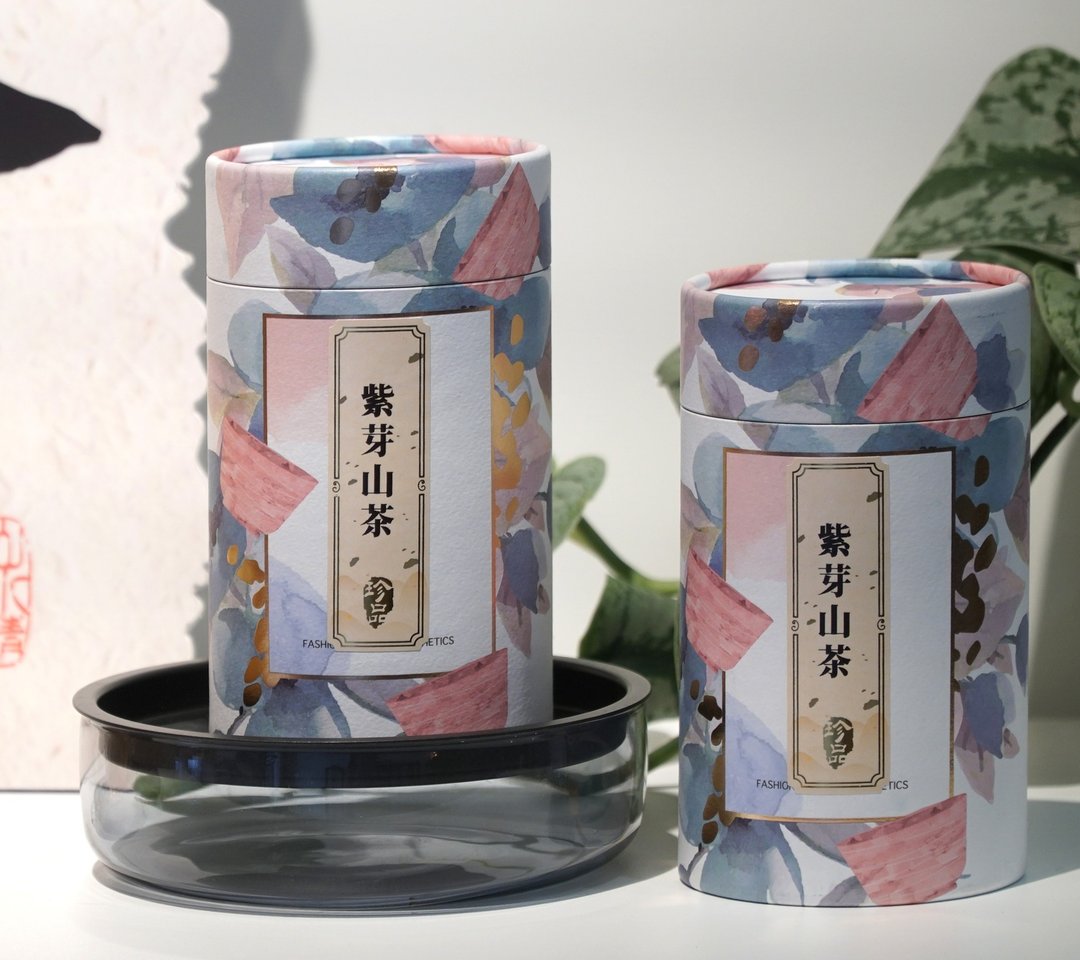 【原叶茶罐 】紫芽山茶/台湾山茶/玫瑰木质香/茶叶伴手礼 - 茶 - 纸 紫色