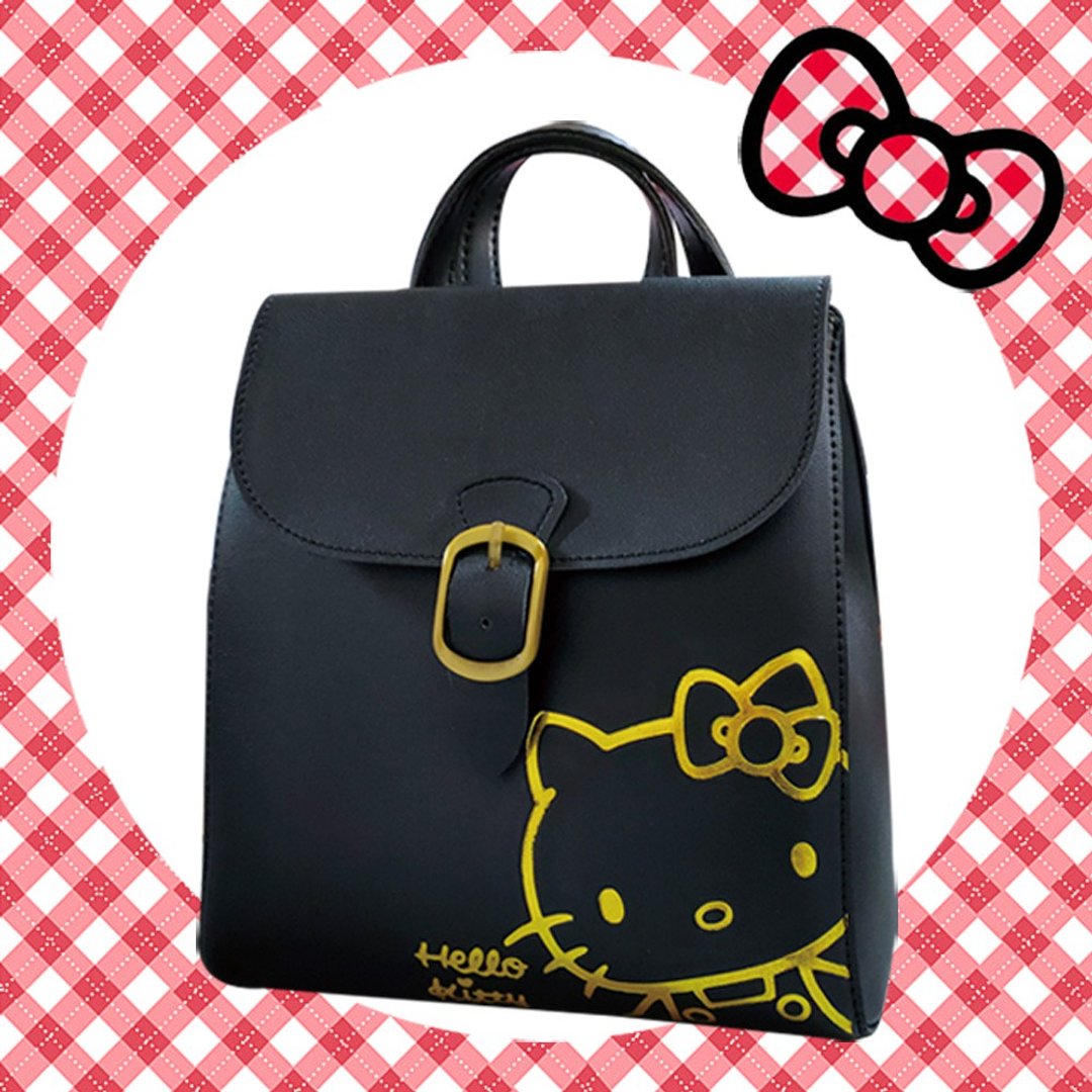 小旅行后背包-黑色 HELLO KITTY 联名款 (岁末限定) 生日 新年 - 后背包/双肩包 - 人造皮革 黑色