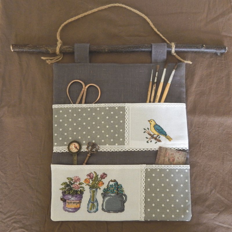 Wall hanging organizer storage home decor - 收纳用品 - 棉．麻 灰色