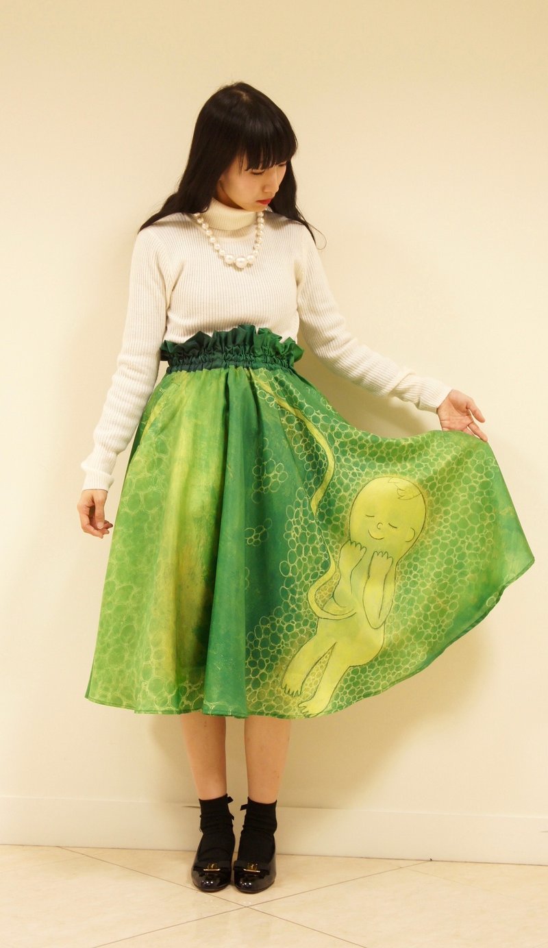 Life of the bonds formalin skirt Bonds of life Print Skirt - 裙子 - 聚酯纤维 绿色