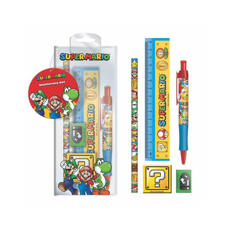【MAR10 日包邮】Super Mario 超级玛利欧五合一文具套装 - 其他书写用品 - 塑料 多色