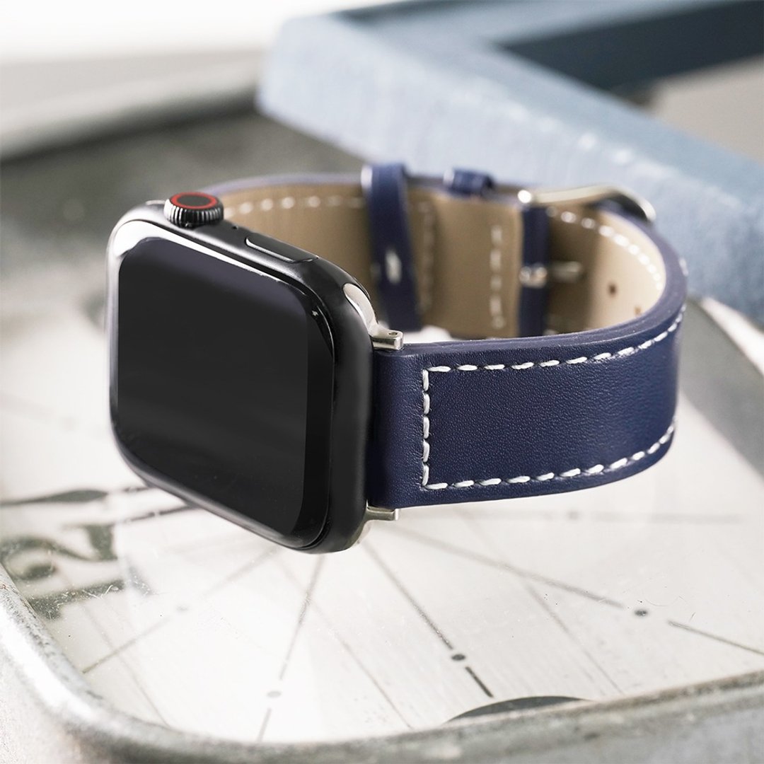 Apple watch - 【限量深蓝】车线真皮苹果表带 - 表带 - 真皮 蓝色