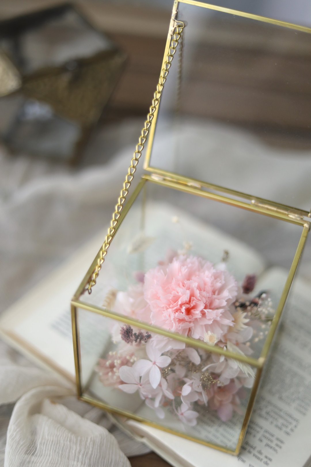 康乃馨珠宝花盒/影片教学 DIY 花艺课程材料包 永生花不凋花干燥 - 植栽 - 植物．花 
