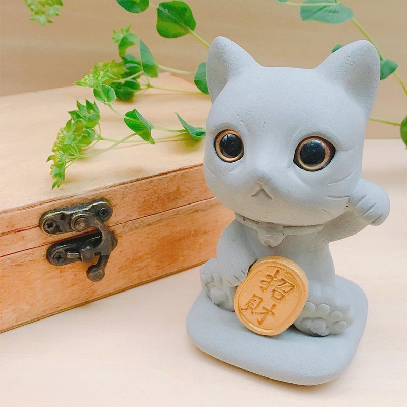 【交换礼物 24hr快速出货】叮当招财猫 水泥 扩香石 - 香薰/精油/线香 - 水泥 灰色