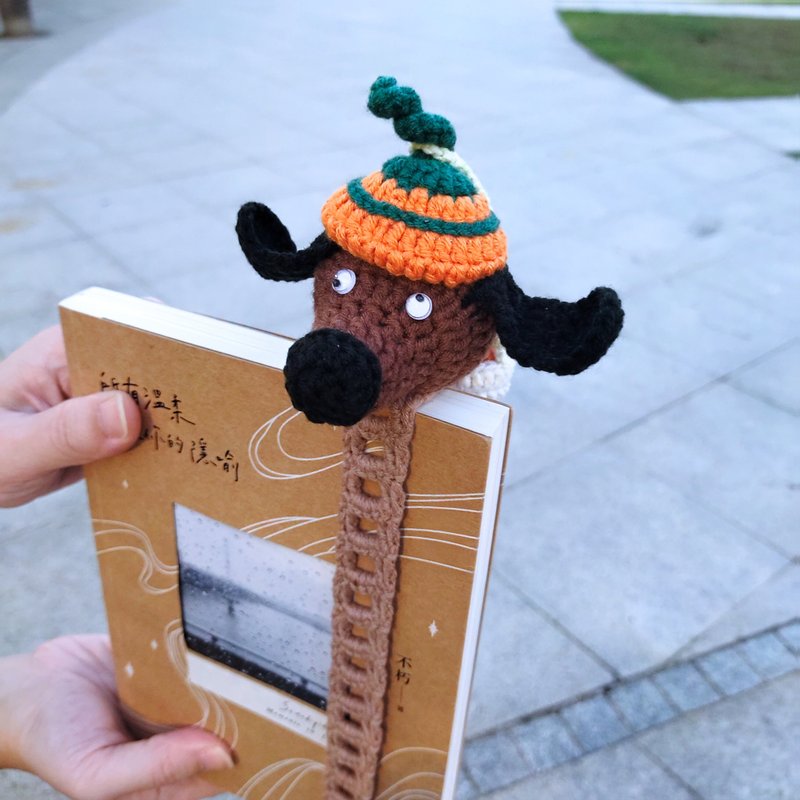 腊肠狗小偷 编织书签 搞怪书签 文具周边 交换礼物 圣诞礼物 文创 - 笔记本/手帐 - 棉．麻 咖啡色