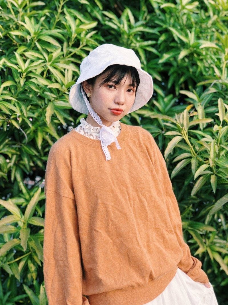 蕾丝帽 / 黑白两色 - 帽子 - 棉 多色
