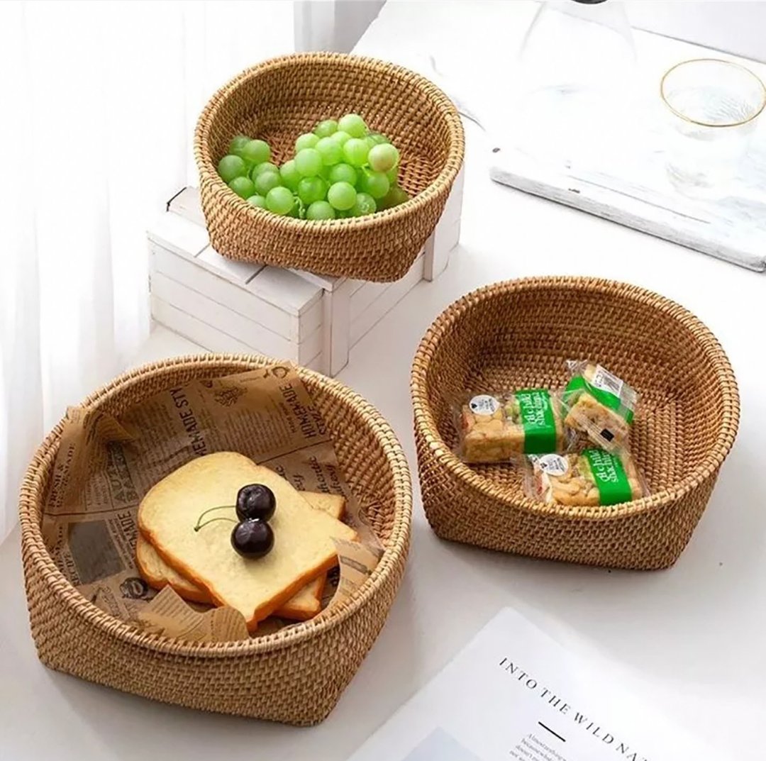 3 件套 3 种尺寸 编织篮 储物篮 藤篮 简约风格 方形底部 - 置物架/篮子 - 其他材质 