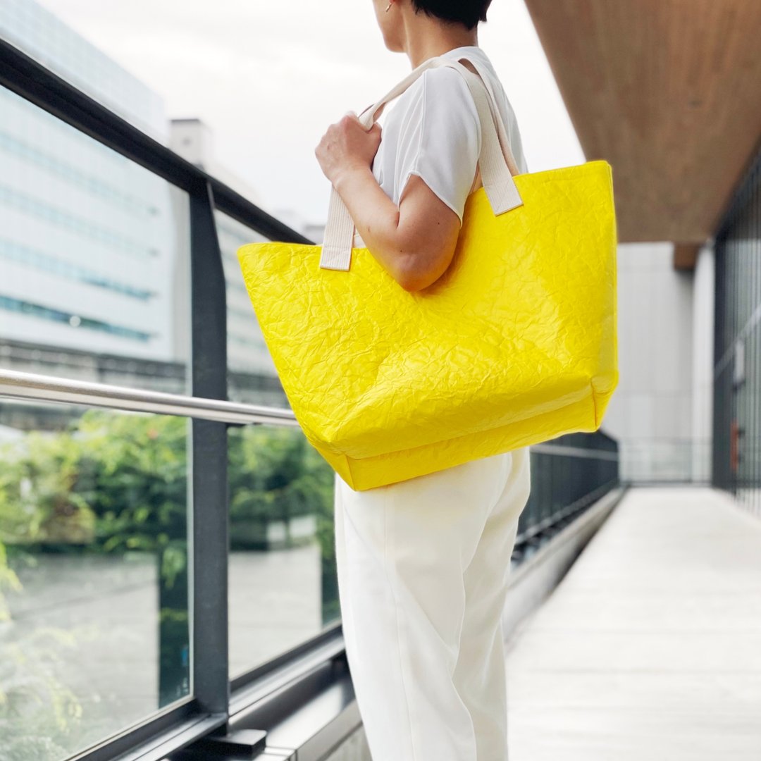DuPont tyvek 制 压纹 大托特包 yellow - 手提包/手提袋 - 防水材质 黄色
