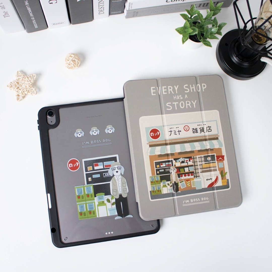 【限时特卖】iPad 插画家联名保护壳【狗爷爷的杂货店】右侧笔槽 - 平板/电脑保护壳 - 其他材质 灰色
