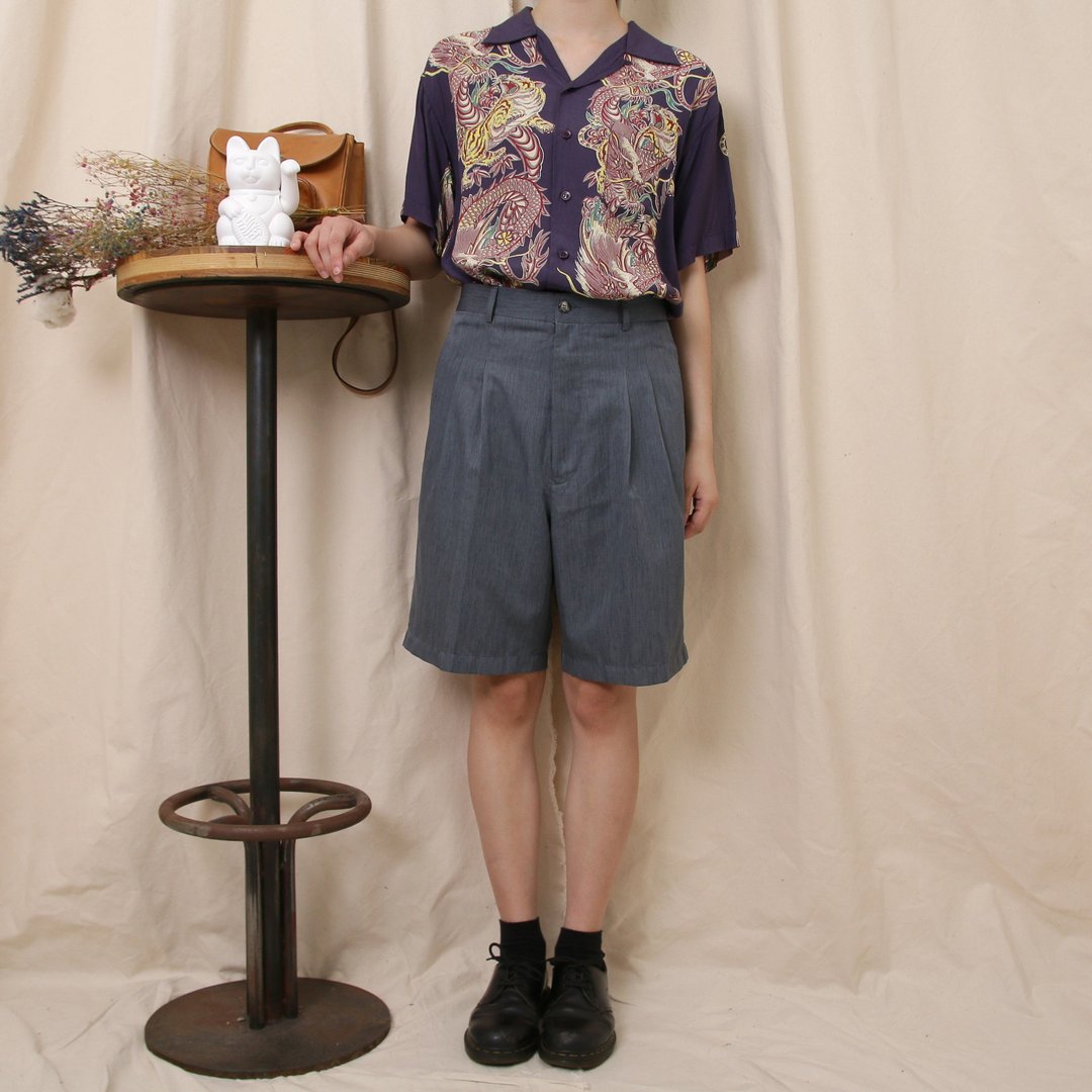 Back to Green::西装短裤  浅灰  sp-10 vintage pants - 男士短裤 - 聚酯纤维 