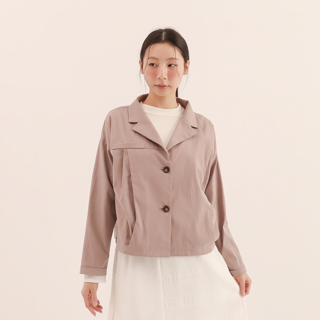 Subtle_隐微褶片西装上衣_25AF006_粉紫 - 女装西装外套/风衣 - 聚酯纤维 粉红色