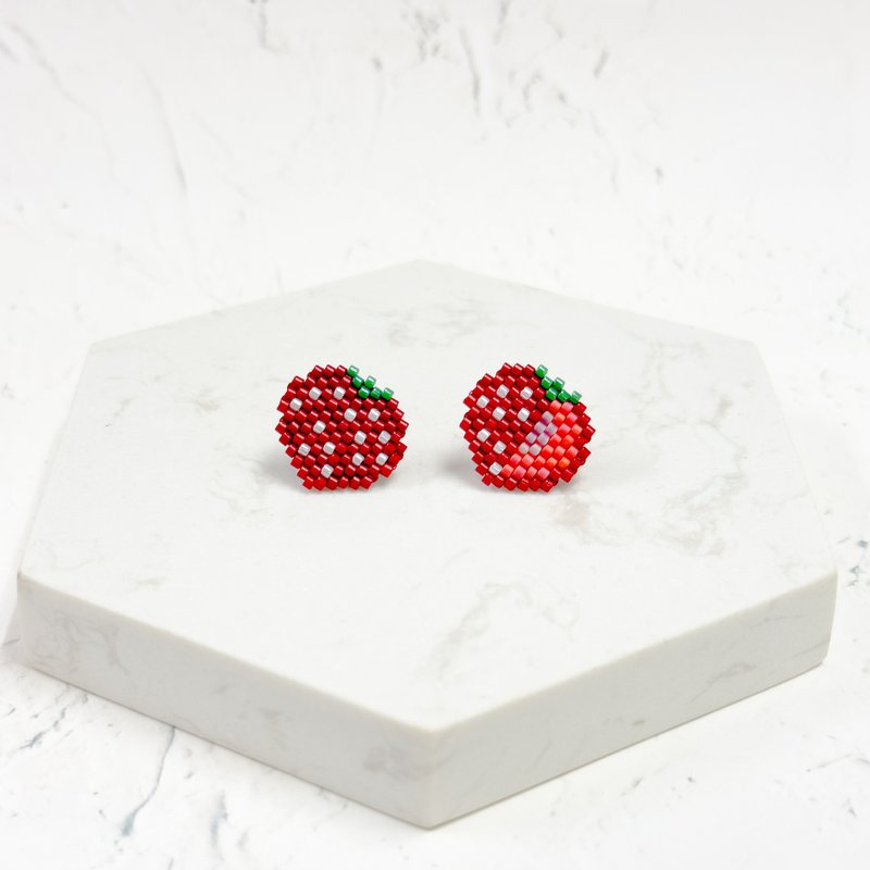 Miyuki 士多啤梨 草莓 耳环 - 耳环/耳夹 - 塑料 红色