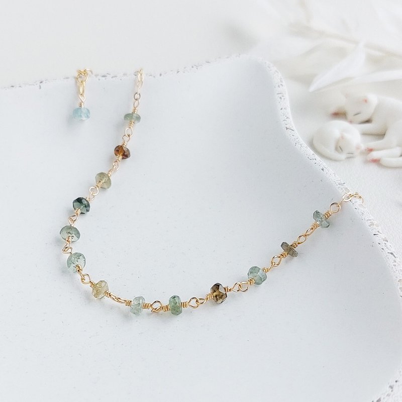 莫兰迪色碧玺 x 14KGF手链 - 手链/手环 - 半宝石 多色
