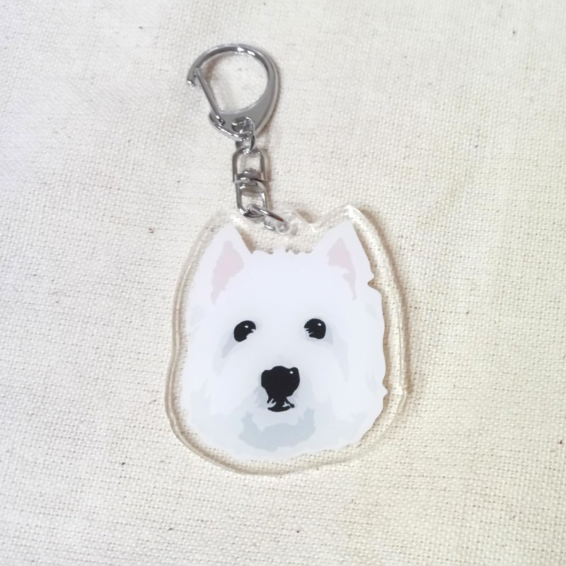 西高地白梗-色块LOGO-压克力吊饰(钥匙圈)-双面图案-新厂商 - 钥匙链/钥匙包 - 压克力 