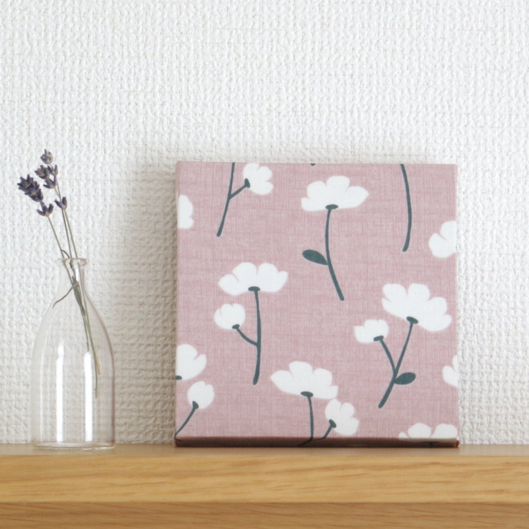 12x12cm Fabric Panel [Kakushikukka Smoke Pink] - 墙贴/壁贴 - 棉．麻 粉红色