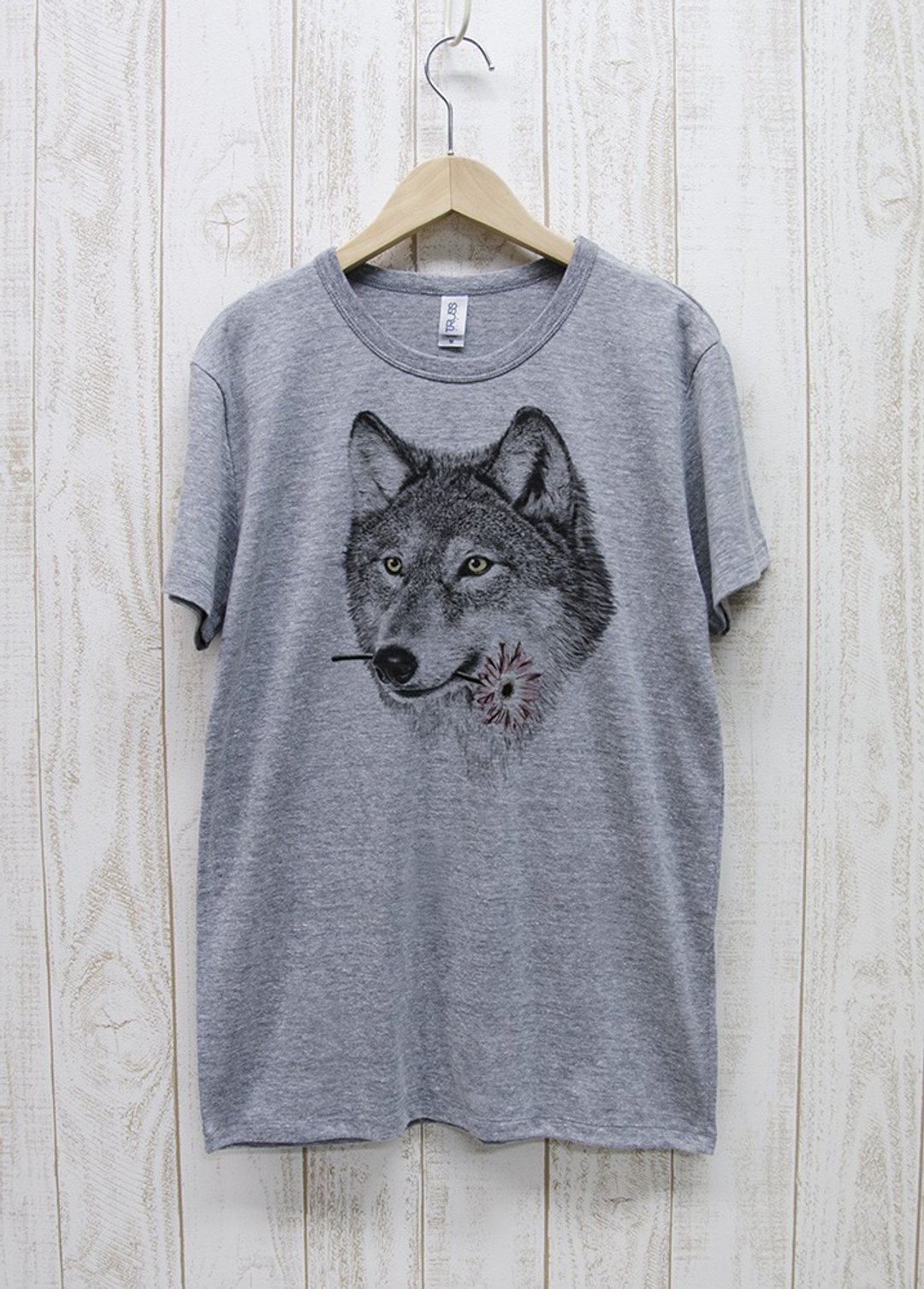 ronronWOLF Tee Here you go 炭灰色 / R027-TT-GR - 中性连帽卫衣/T 恤 - 棉．麻 灰色