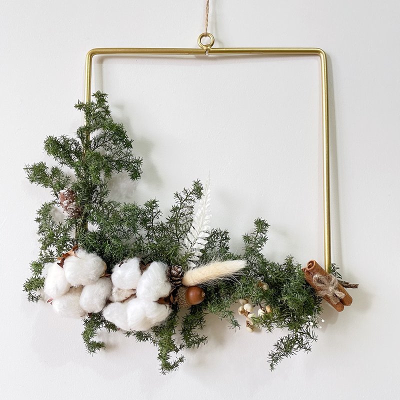 圣诞节金色方形雪松挂饰 圣诞花圈 肉桂 / 圣诞节礼物 交换礼物 - 干燥花/捧花 - 植物．花 