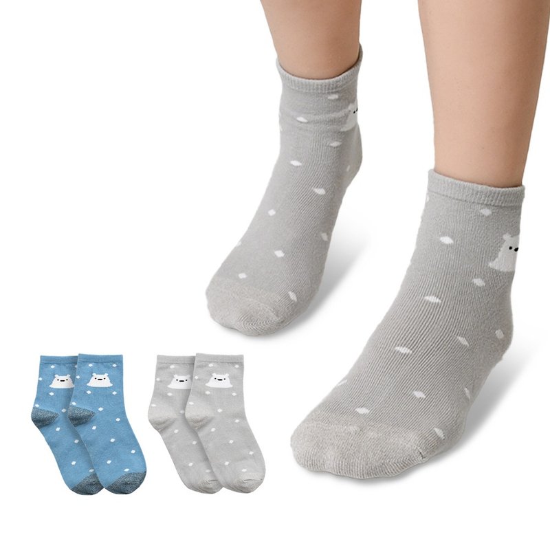 【MORINO】(3双组)抗菌造型短袜/北极熊 - 袜子 - 其他材质 灰色