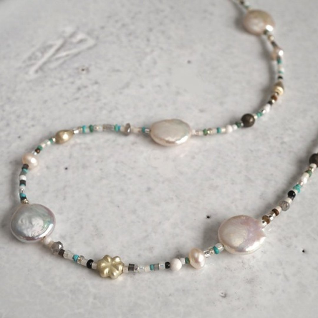 Vintage beads long necklace {OP153} - 项链 - 其他材质 