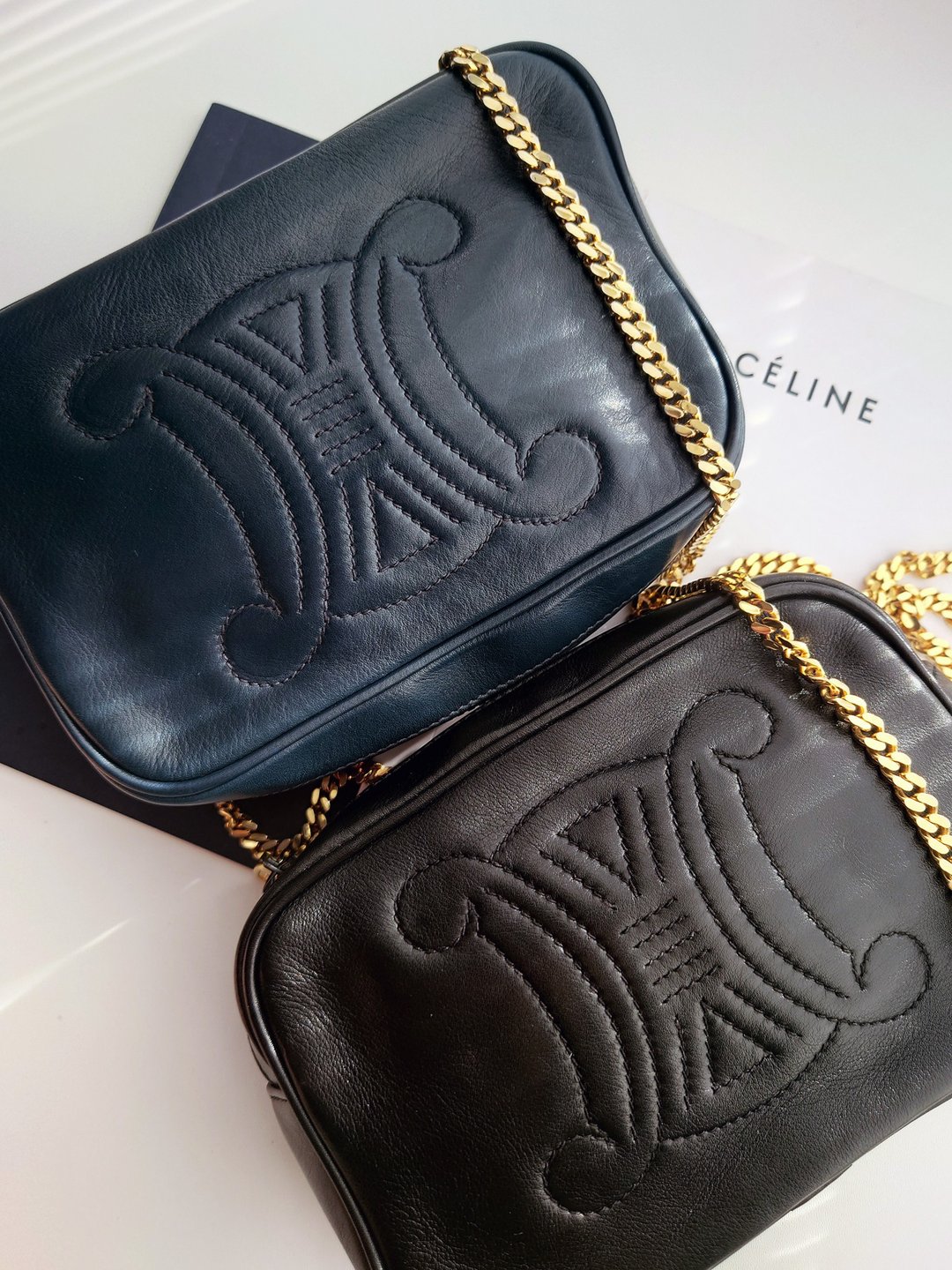 中古包 CELINE 黑大凯旋门相机包单肩包斜背包斜背包斜挎包链条包 - 侧背包/斜挎包 - 真皮 黑色