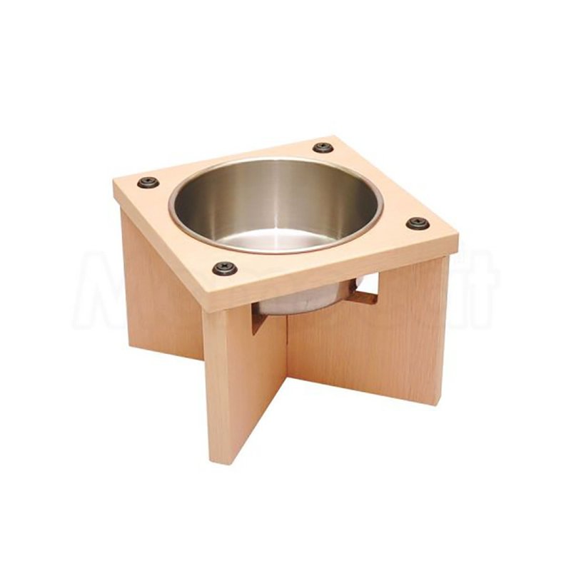 【MOMOCAT】X型狗餐桌 单口高15cm 附2号白铁碗 - 三款木色 - 碗/碗架 - 木头 