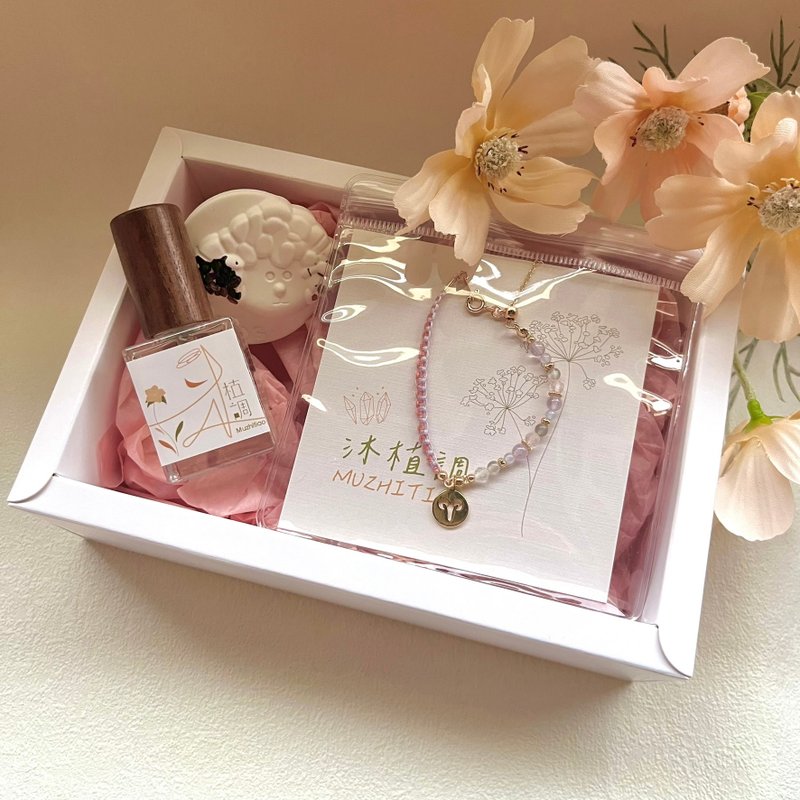 焰燃初语 x 牡羊座能量 半边绳晶矿手串香氛三件组 - 香薰/精油/线香 - 半宝石 