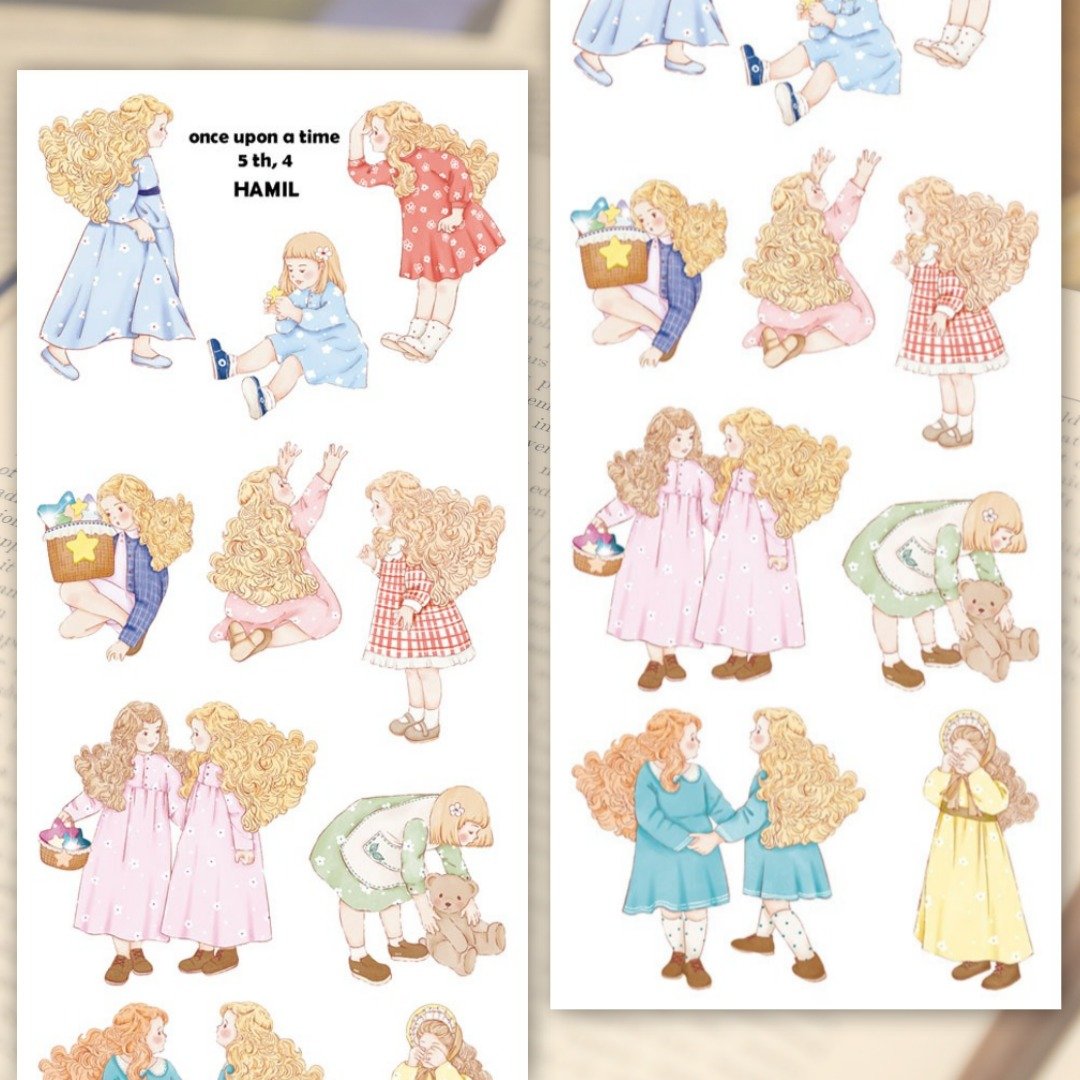 once upon a time 5 ver4 PET (hamil) 复古女孩人物贴纸 - 贴纸 - 纸 多色