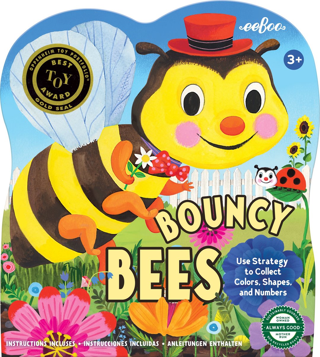 eeBoo 形状游戏 - Bouncy Bees 跳跳蜜蜂基础认知游戏 - 桌游/玩具 - 纸 多色
